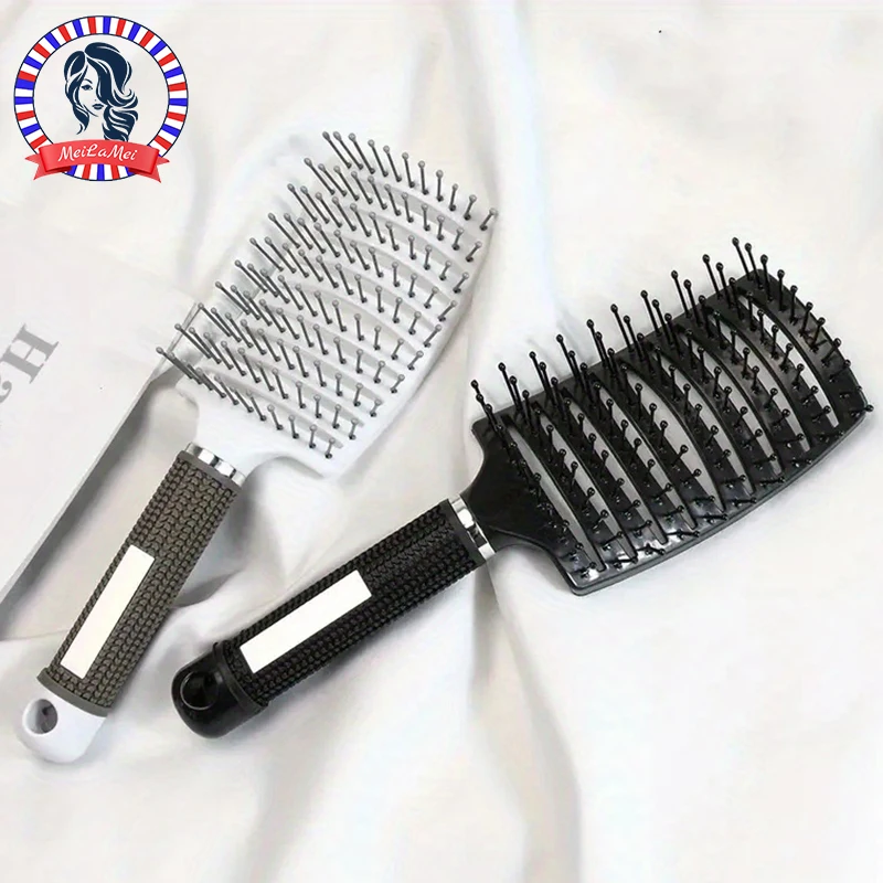 2pcs Hair Styling Comb Set - Detangling & Scalp Massage Brushes Large Curved Design for Quick Drying Suitable for All Hair Types