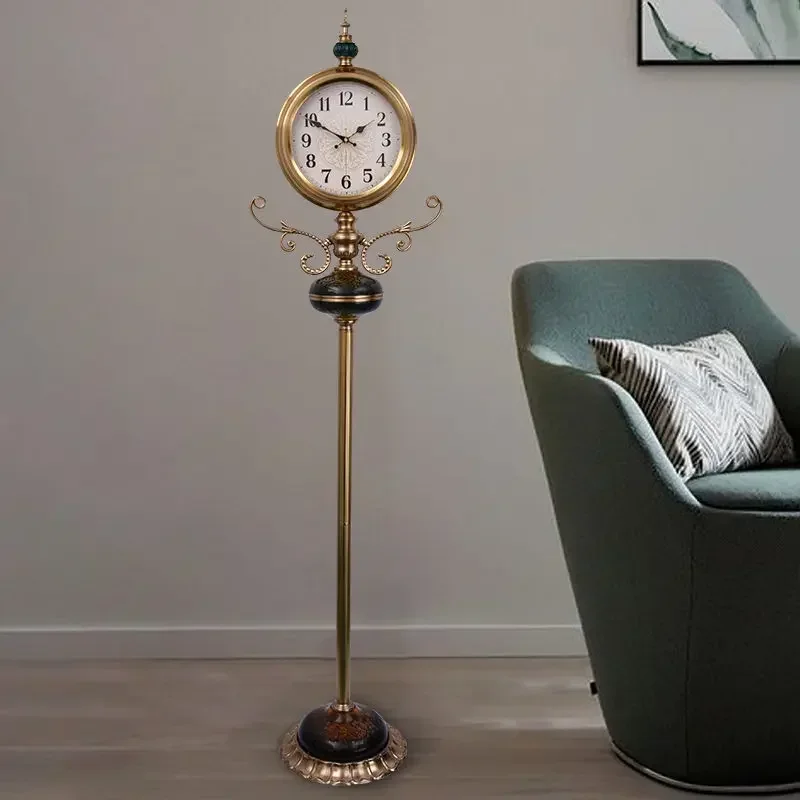 Modern living room light luxury large floor, American personalized clock, home fashion double-sided table clock