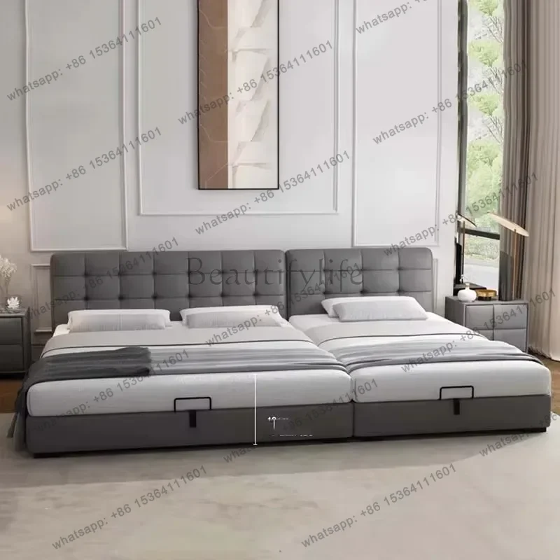LJY Simple Elegant Nordic Queen Bed Double Low Profile Lit Pliable Bedroom Bed King Modern Sleeping Storage Unique Lounge Furnit