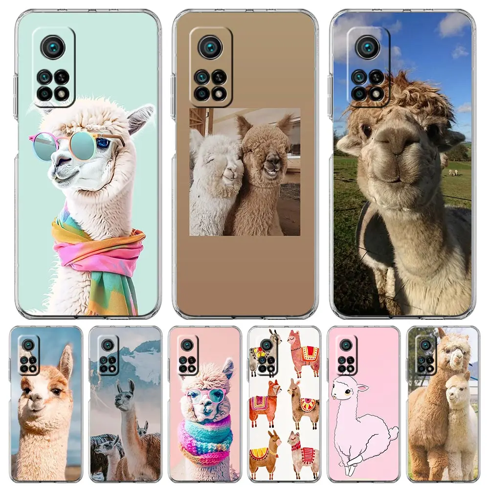 Kawaii Alpaca lovely Phone Case For Xiaomi Mi 14 13 13T 12T 10 12 Lite 11 Ultra 11X 11T Pro Poco X6 X5 X3 NFC F6 5G Clear Cover