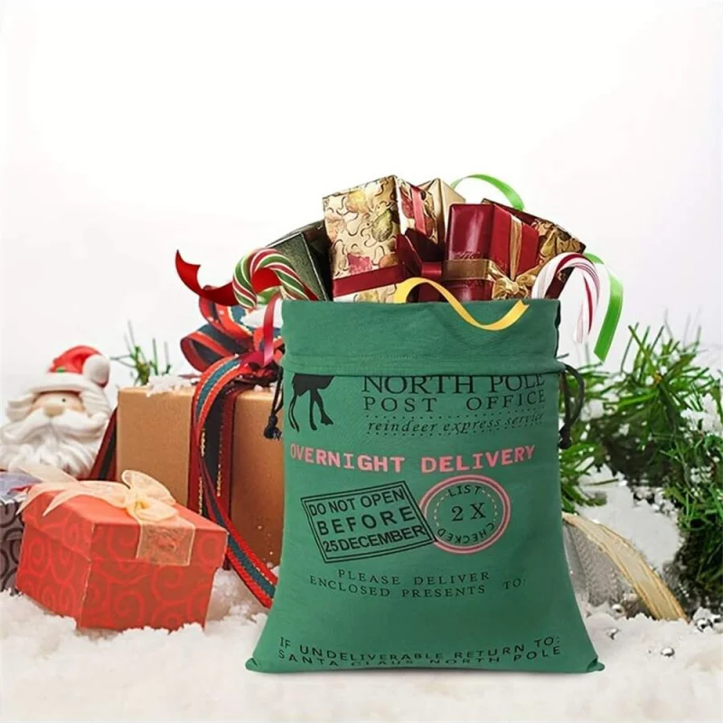 أكياس هدايا عيد الميلاد من سانتا الخيش مع رباط 26 بوصة × 19 بوصة لتخزين عبوات عيد الميلاد الكبيرة، هدايا حفلات عيد الميلاد #2