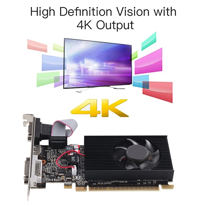 GT 610 1G Ultra-Fast Graphics Card 1GB 64Bit DDR3 810/500Mhz PCI-E 1.1 X16 Desktop Small Chassis PC Gaming Graphics Card