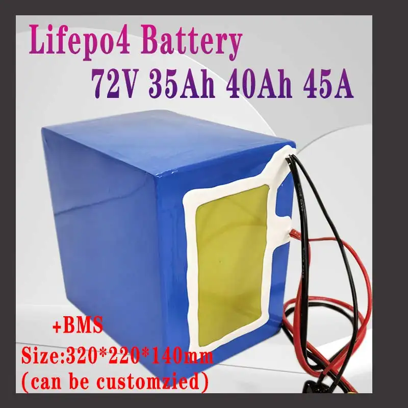 

Литиевая батарея Lifepo4 72 В 35 Ач 40 Ач 45 Ач с BMS 24S для мотоцикла 6000 Вт/гольф-кар/приемника автобуса + зарядное устройство 5 А