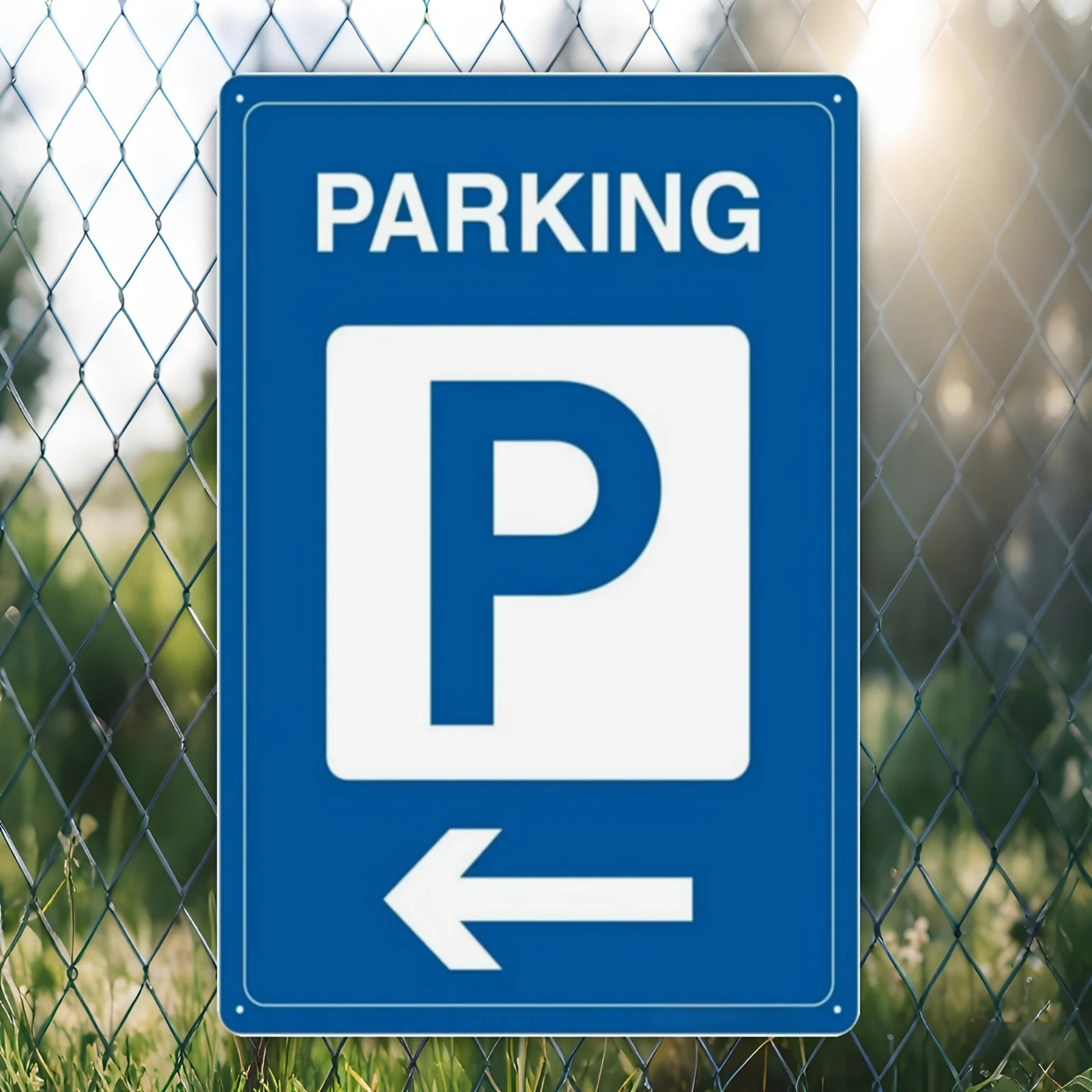 2D Flat Parking Sign | Durable Iron Wall-Mounted Art Deco Style with White Lettering & Arrows Vintage Style, Wall Hanging