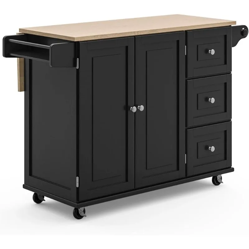 

Homestyles Dolly Madison Kitchen Cart with Breakfast Bar,Rolling Mobile Kitchen Island,54 Inch Width, Black