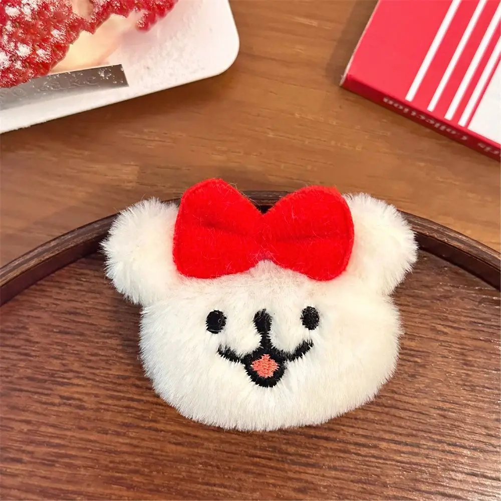 Portable Cute Plush Doll Keychain Creative Girl Heart Red Bow Puppy Brooch High Appearance Level Cartoon Car Key Ring Women