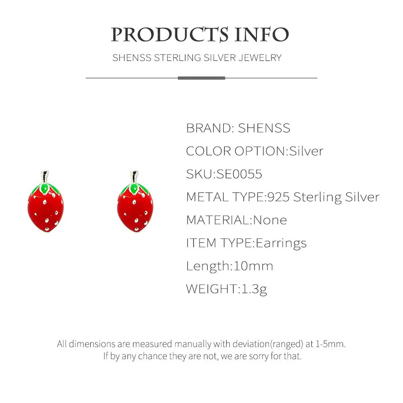 Boucles d'oreilles fraises pour femmes, en argent Sterling 925, de qualité