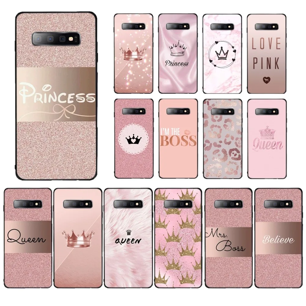 Rose Gold Pink Princess Queen Phone Case For Samsung S 9 10 20 21 22 23 30 23plus lite Ultra FE S10lite Fundas