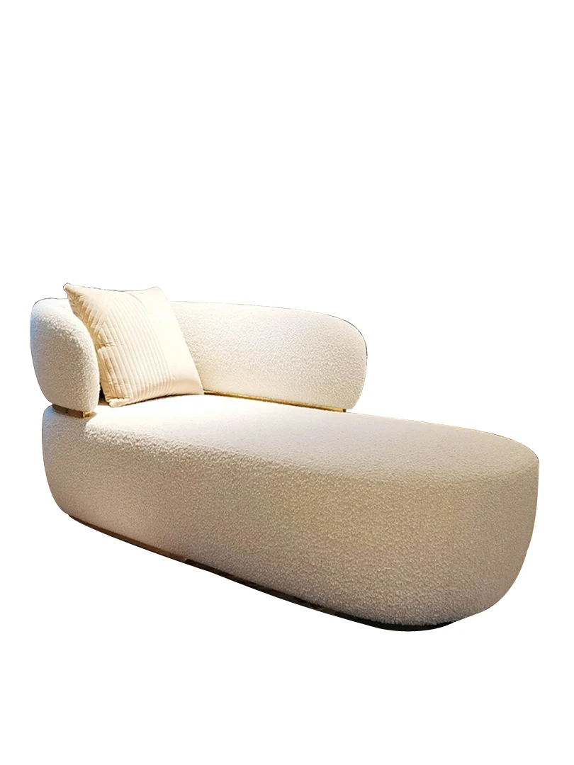 Chaise light luxury teddy fleece sofa White warm net celebrity sofa Italian technology velvet bedroom sofa