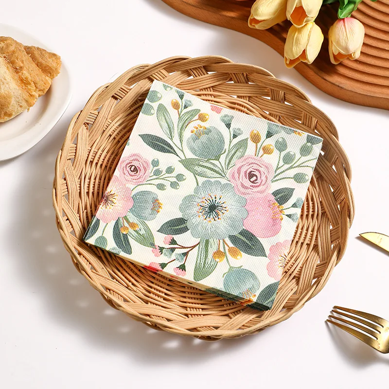 20 pieces per pack of Ins-style gentle country flower napkins, Western cuisine afternoon tea baking decoration paper placemats, - view 4