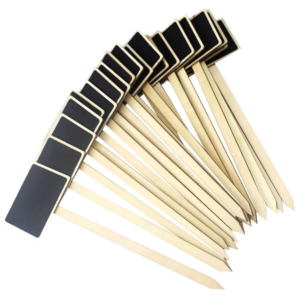 20Pcs Wood Blackboard Topper Chalkboard Sign for Plant Vase Desktop Marker Decor Chalkboard Signs Reusable