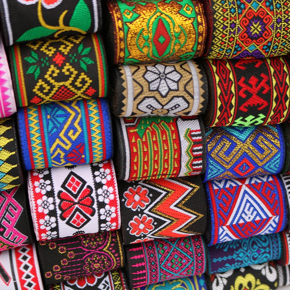 2 Inch 50MM 7 Meters Vintage Ethnic Embroidery Ribbon Boho Lace Trim DIY Clothes Bag Accessories Embroidered Fabric