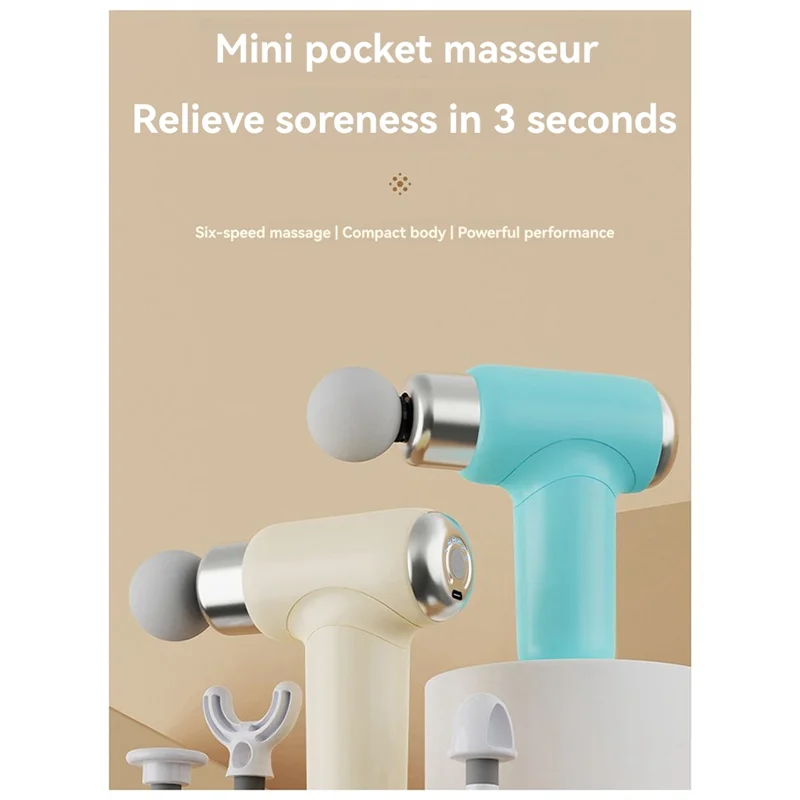 Pistola de Fascia Pistola de Fascia portátil Múltiples cabezales de masaje Carga rápida Batería de gran capacidad Viajes Deportes Azul