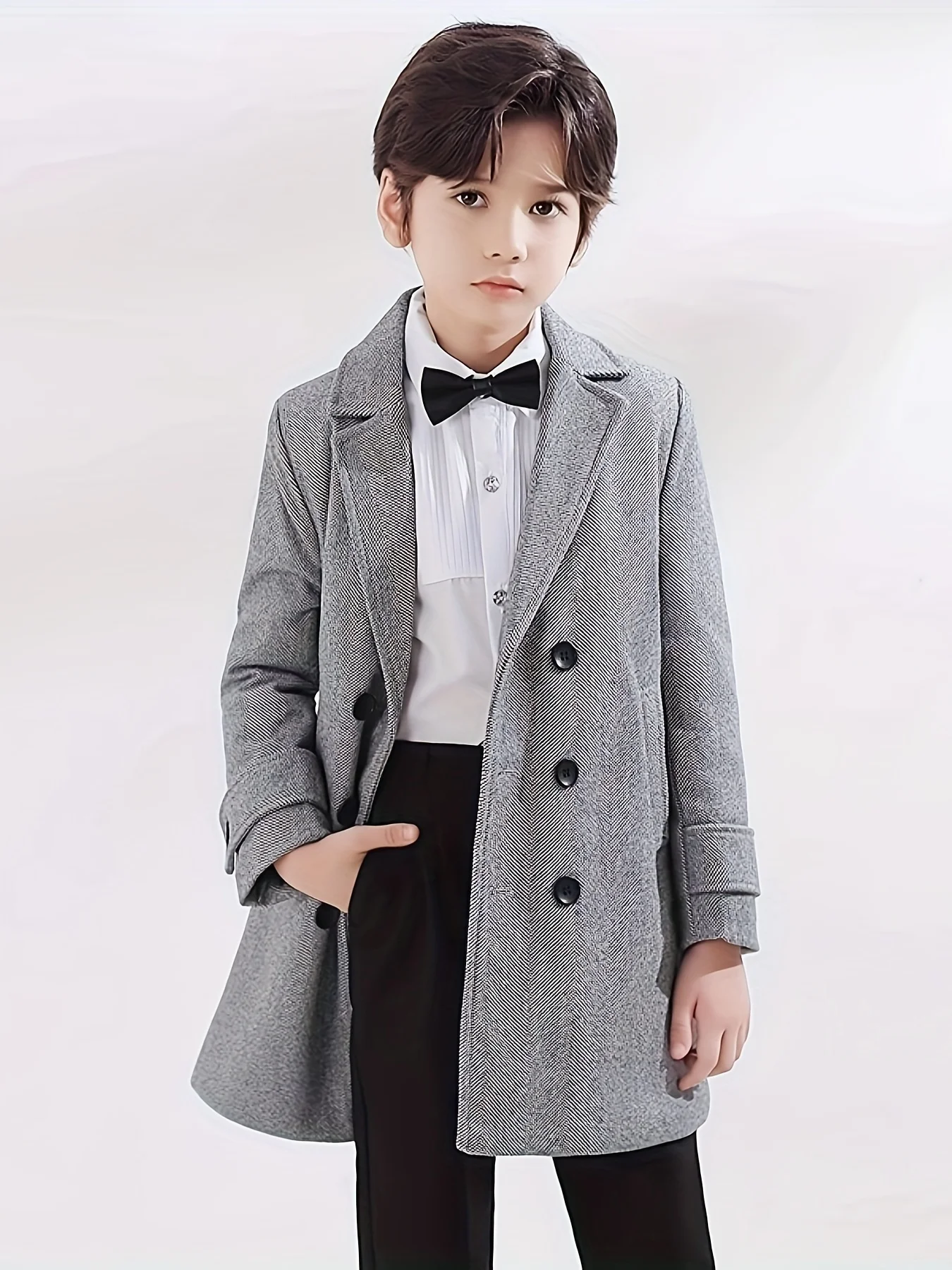 

Boys British Style Gary Winter Thick Warm Wool Coat Child Windproof Outdoor Jacket 2-15Y Teenager Kids Photography Woolen Coat