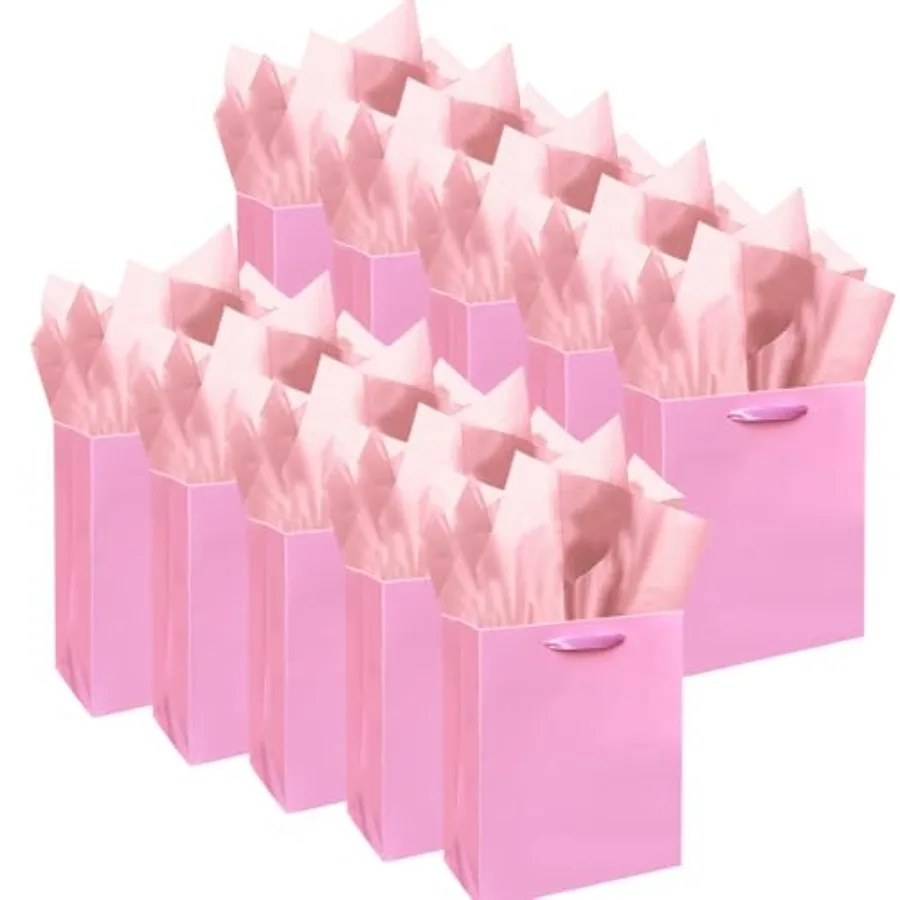

10PCS Mini Gift Bags with Tissue Paper Handles 6.3"x4.7"x2.4" Small Size Present Party Favor Bags Tissue Paper