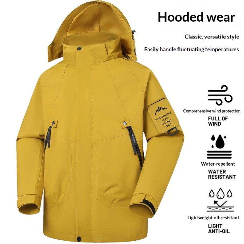 New Men's Hiking Jackets Outdoor Windproof Waterproof Outerwear Windbreaker Coats Men Autumn Climbing Suit Trendy Couple Jackets