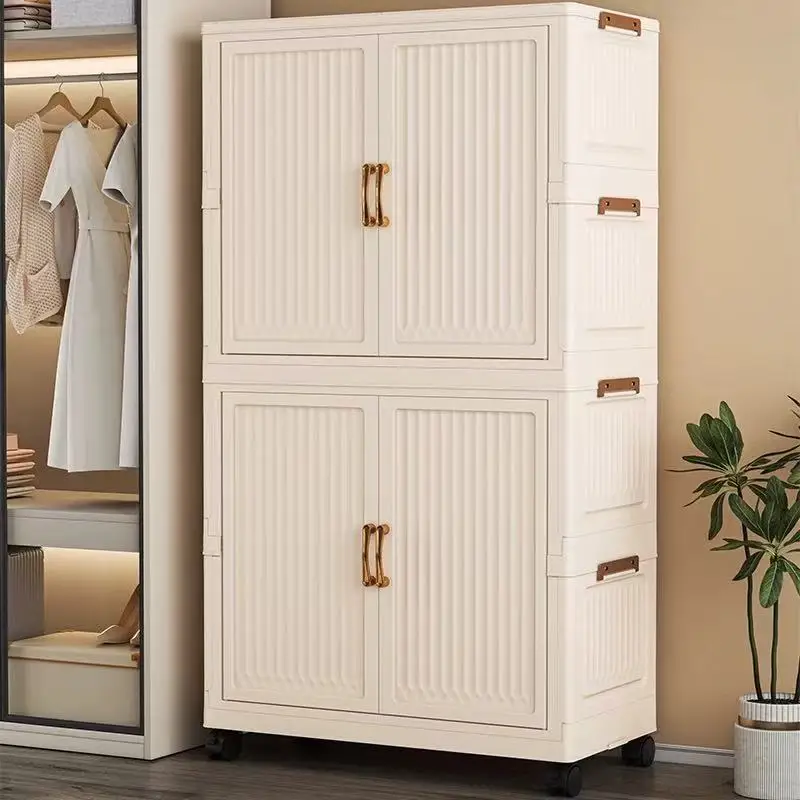 Un armario multicapa, una caja multifuncional para guardar una puerta abierta y un almacenamiento de plástico transparente fácil de montar.