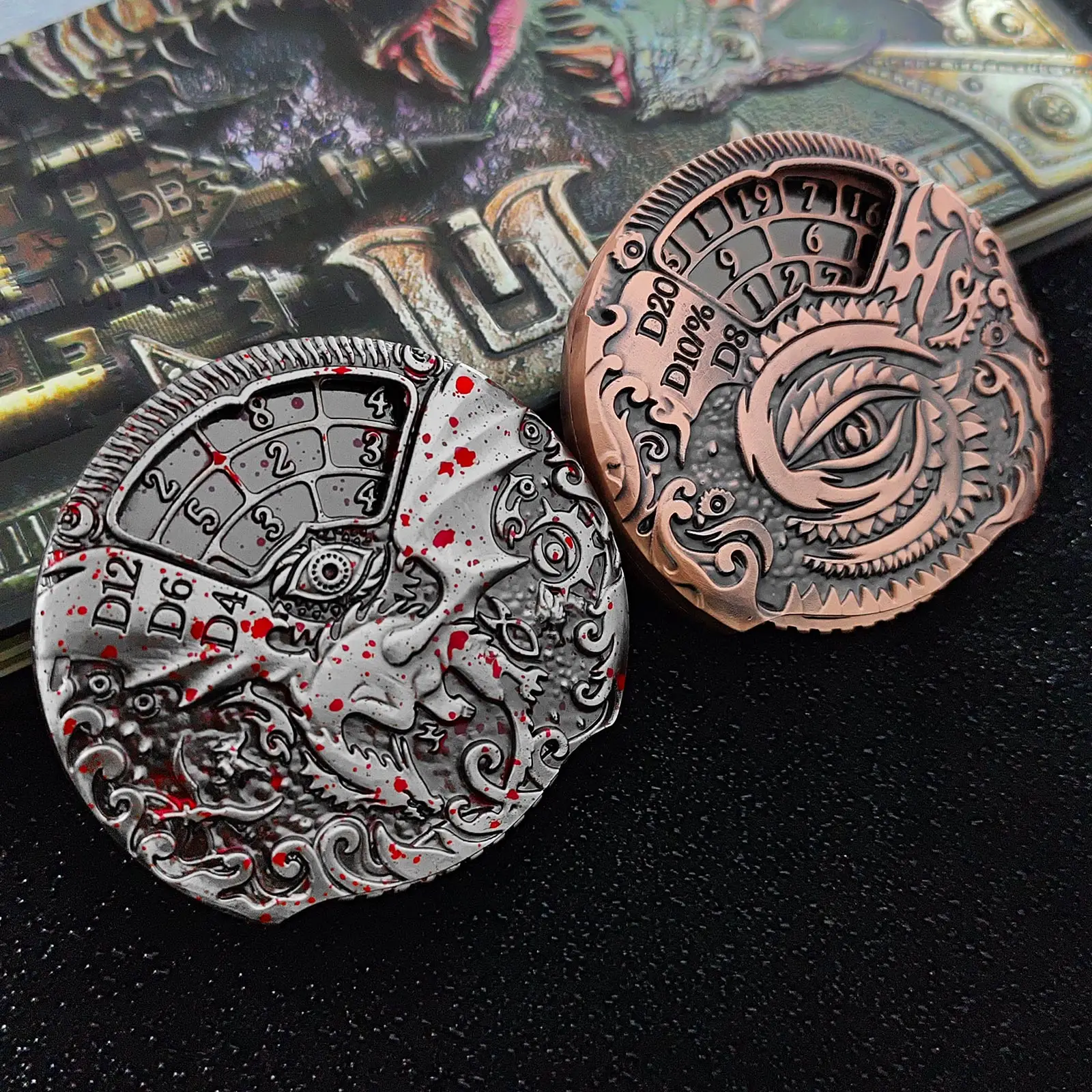 

7-in-1 Roulette Dice Metal DND dice Polyhedron Fingertip Gyro Dice RPG Role Playing Dungeons and Dragons D&D Game Dice