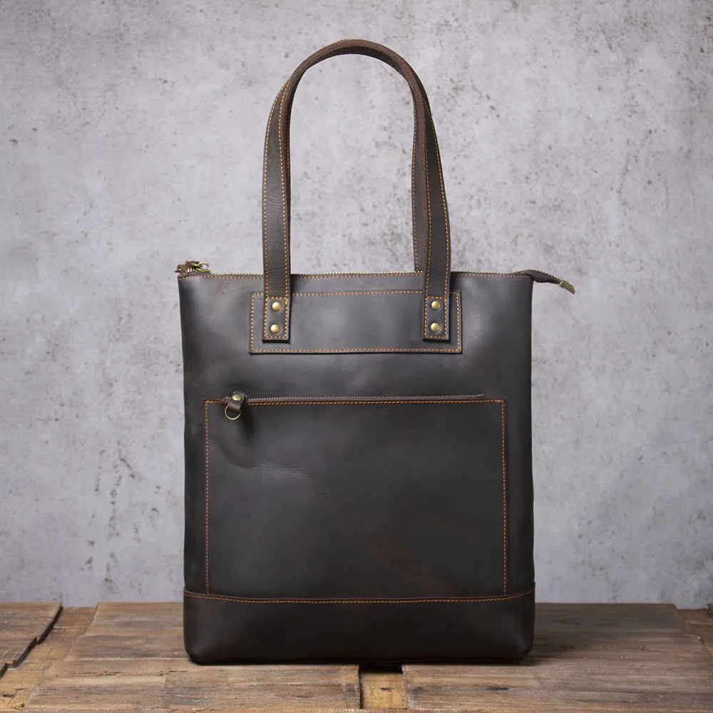 Vintage-Umhängetasche aus hochwertigem Leder für Herren, Aktentasche für Männer, Business-Handtasche, Laptoptasche – Detail 7
