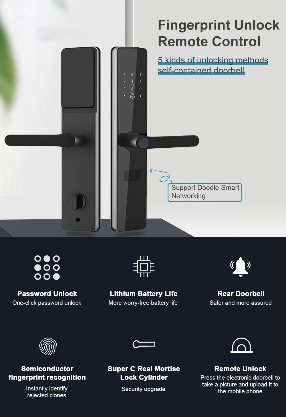 Wifi family fingerprint digital door lock electronic intelligent hotel door lock system door lock