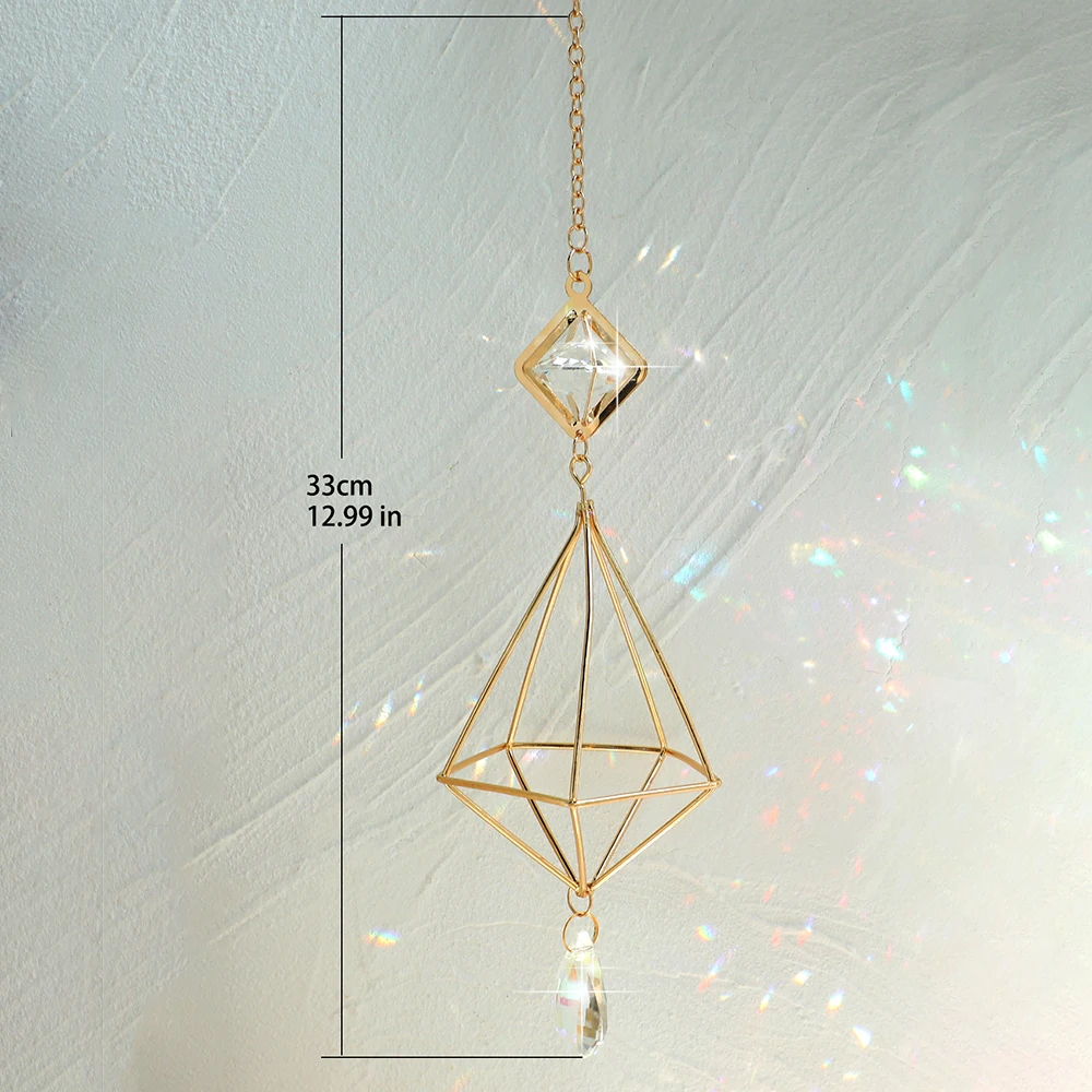 Gold Hanging Air Plant Holder Tillandsia Air Plants Hanger Geometric Himmeli Air Fern Display Planter with Crystal Home Decor