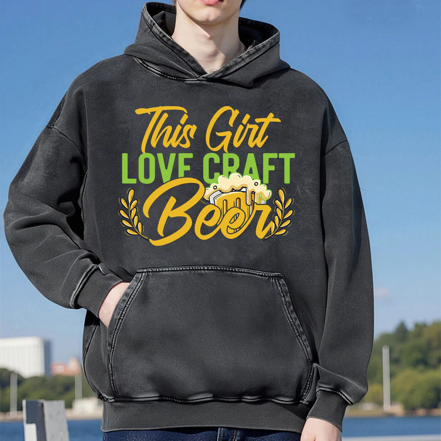 البيرة الرجعية غسلها نمط مقنعين البلوز للجنسين نمط رياضي غير رسمي مصنوع من القطن الخالص نمط الشارع المألوف 400G