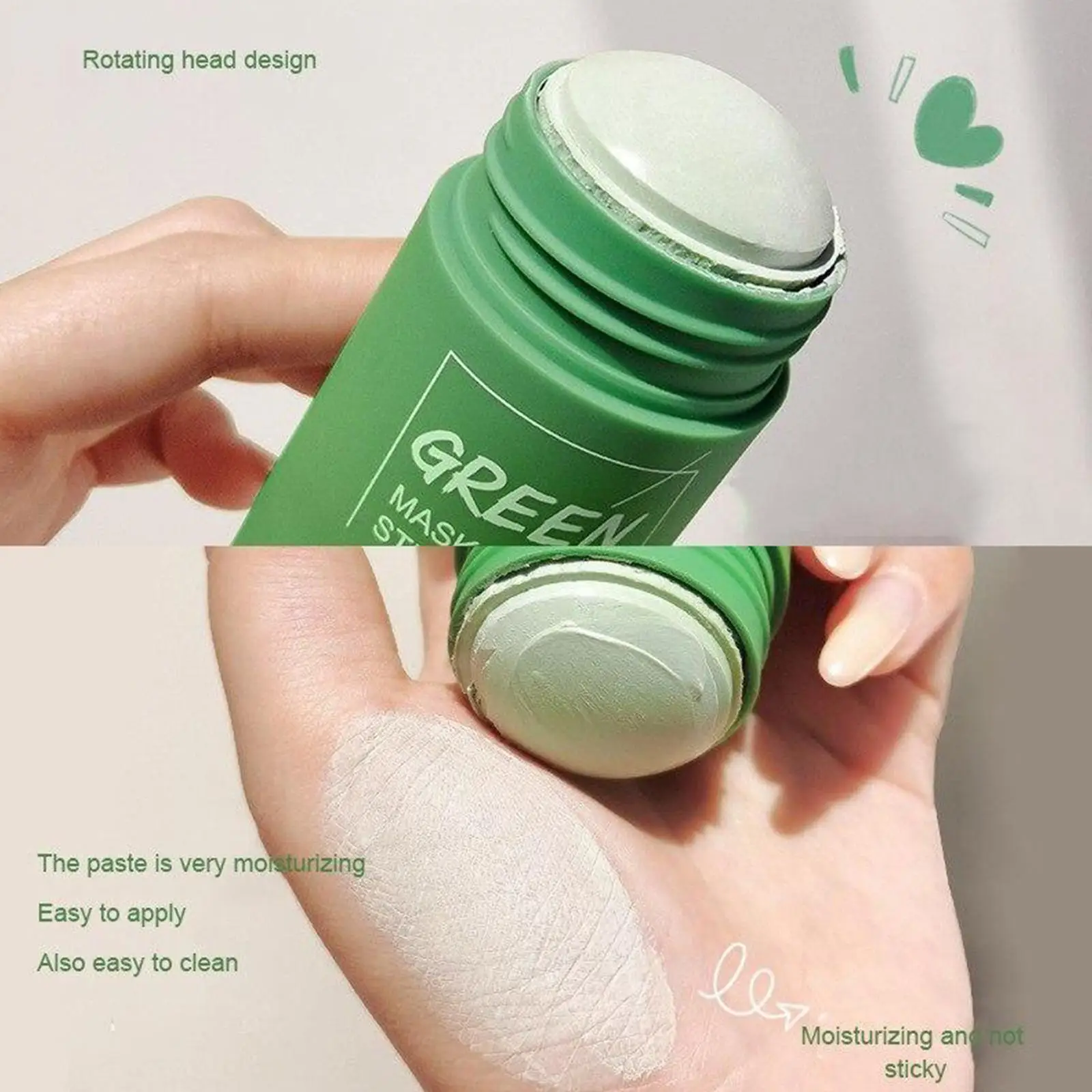 1-5X Face Clean Mask Green Tea Cleansing Stick Mask Smear Acne Shrink Blackhead Moisturizing Deep Cleansing Mask Film 40g Pores