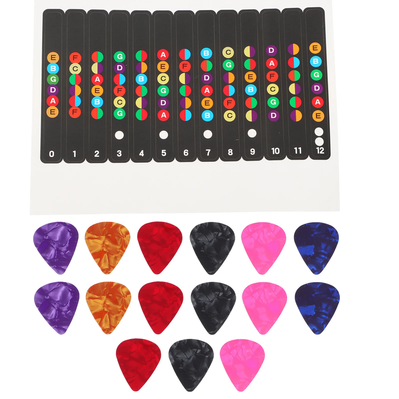

Guitar Sticker Finger Board Fretboard Stickers 3 Sets Paper Note Scale Labels Guitar Learning Tools Beginner Practice Thin