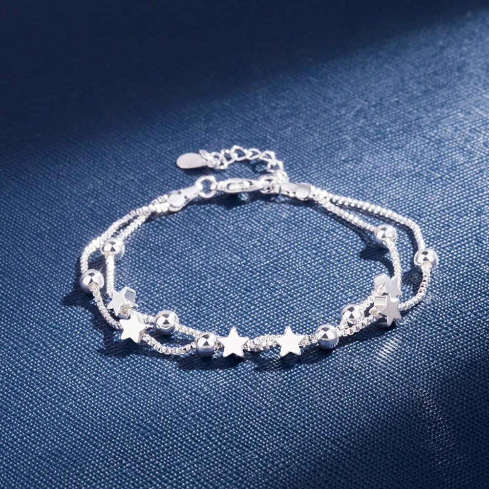 Nuovi braccialetti a catena con ciondoli in argento Sterling 925 di lusso originale Fine per le donne regali di gioielli di fidanzamento per feste di matrimonio 20cm