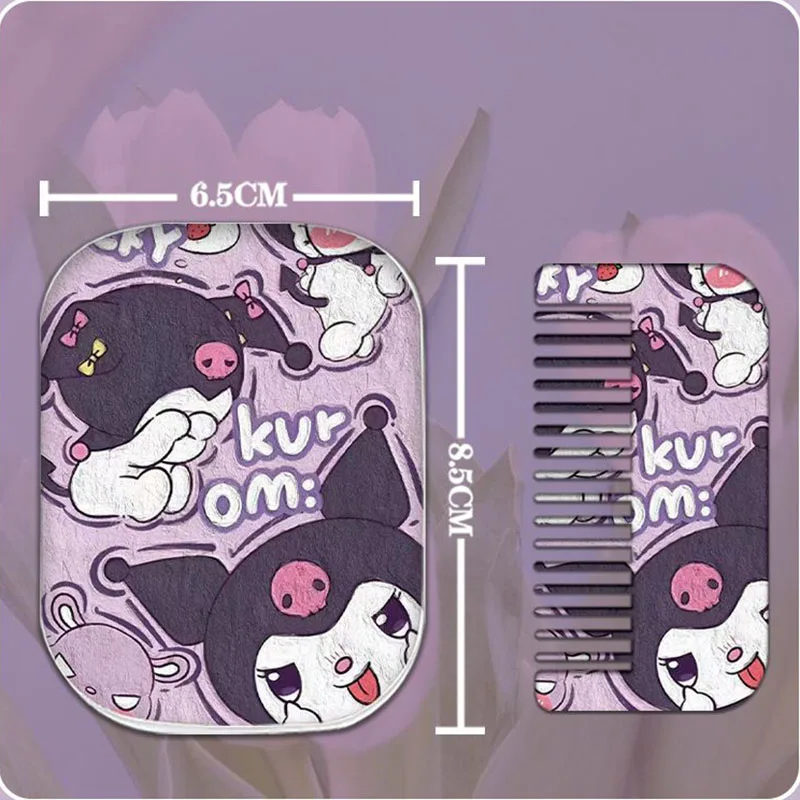 Sanrio Kuromi Comb Cute Cartoon Portable Oneness Mirror Anime Kawaii Student Dormitory Home Fold Makeup Mirror Toys Girl Gifts