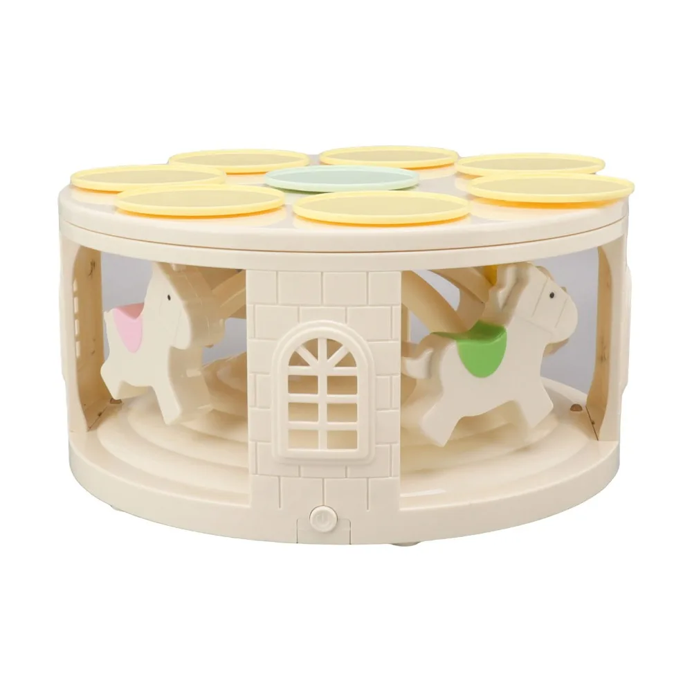 New PP Cupcake Stand LED Light Music Cake Turntable Carousel Style Automatic Rotating Carousel Cake Rack Cupcake Decorating