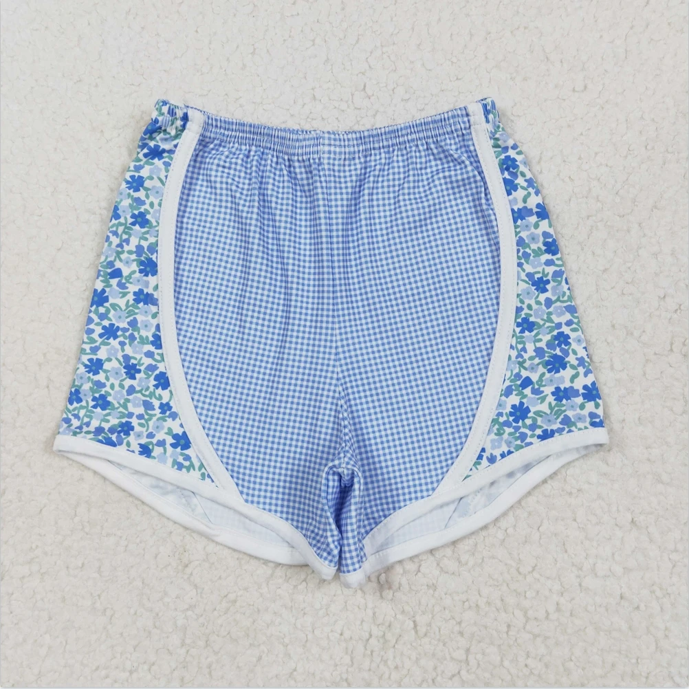 

RTS wholesale Toddler baby girls shorts clothes Baby Girls Blue Floral Sport Shorts Bottoms Baby Boys Girls Shorts