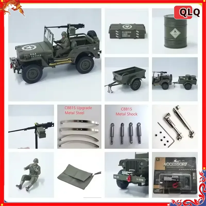 

JJRC C8815 RC Car Upgrade Parts Set - Metal CVD Trailer Soldier Winch Canopy Original Accessories for C8815 Model