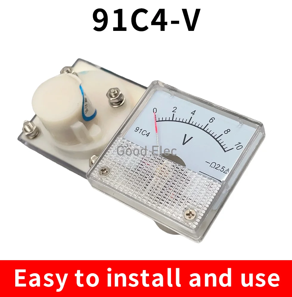 91C4-V DC Pointer type Voltage Meter 3V5V10V15V20V30V50V100V150V250V450V Analog Mechanics Plate table