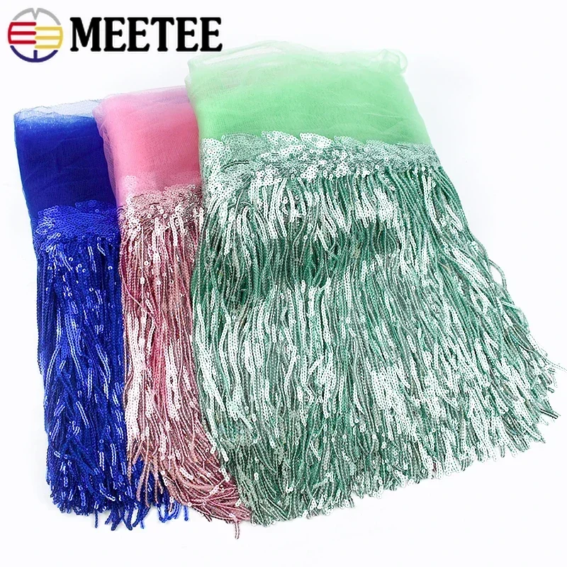 1/2/3/4/5Yards 18cm Sequin Fringe Ribbon Tassel Lace Trim Handmade Trimming for Dress Garment Decoration DIY Sewing Accessories