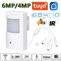 Tuya 6mp Mini wifi Camera IP 4MP PIR Style Indoor Onvif Built-in Audio TF Card Slot IPC Vision 48pcs 940nm IR LED Smart Security
