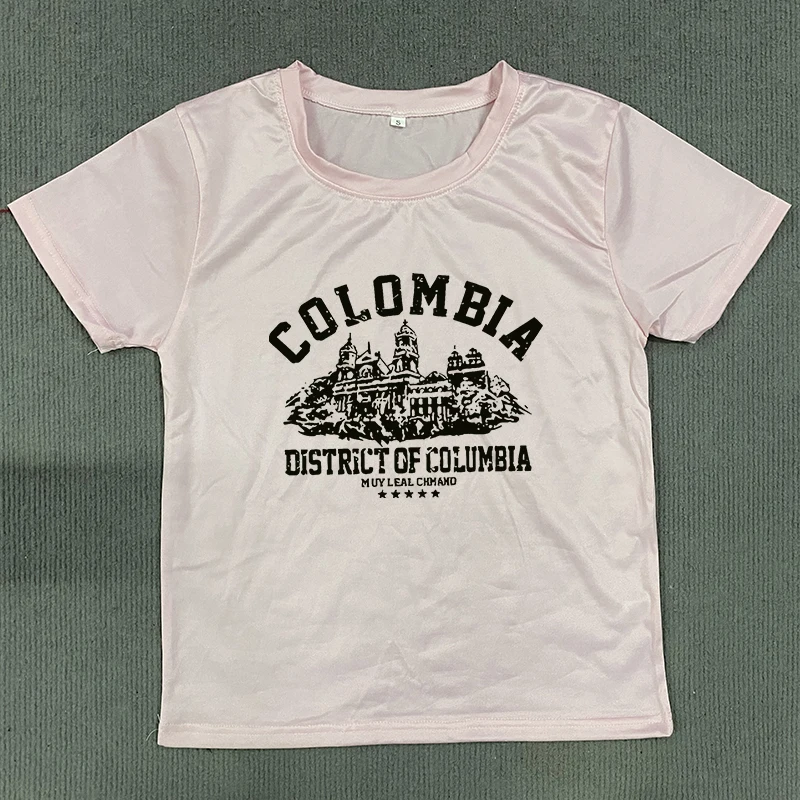 แฟชั่นสร้างสรรค์รูปแบบการ์ตูนพิมพ์ผู้หญิงเสื้อยืดStreetwear Gothic Harajukuสุนทรียศาสตร์Tee Retro Casual Slimผู้หญิงCrop Top