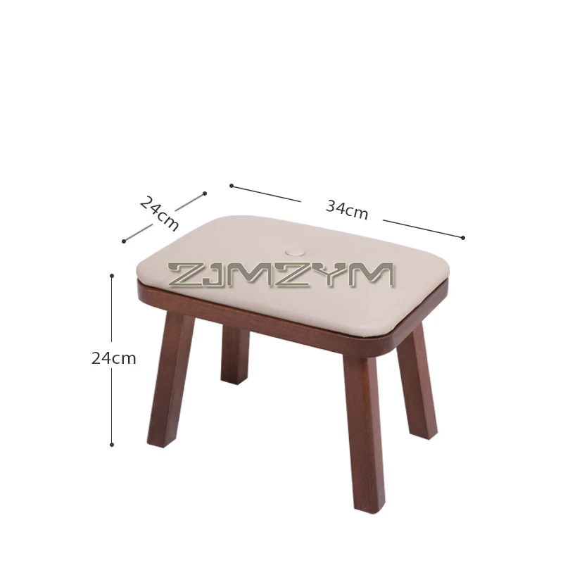 Stołek toaletkowy, nowoczesny prostokątny drewniany stołek (34 cm x 24 cm x 24 cm wys.) Małe siedzisko ławkowe, stołek końcowy, stołek łazienkowy z