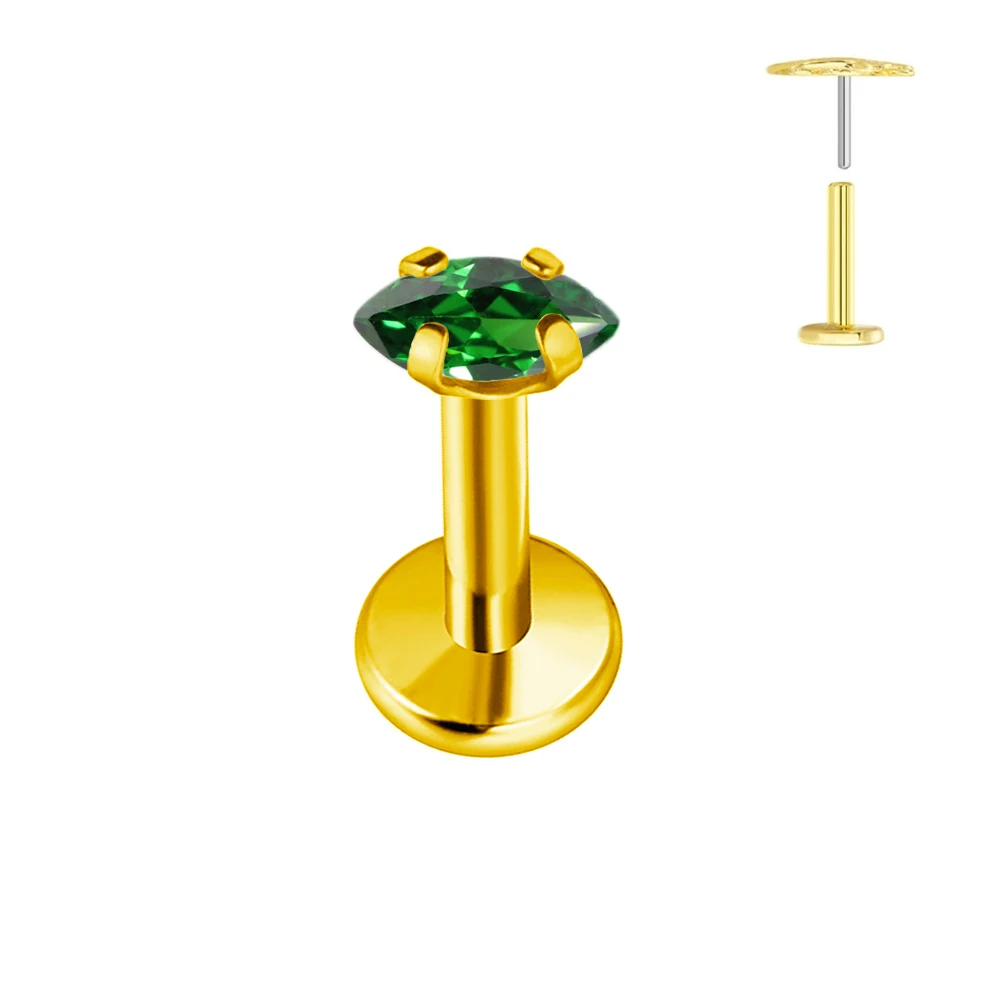 100% G23 Titanium Horse Eyes CZ Labret Piercing Push In Multicolour Tragus Earring Stud Threadless Cartilage Body Jewelry
