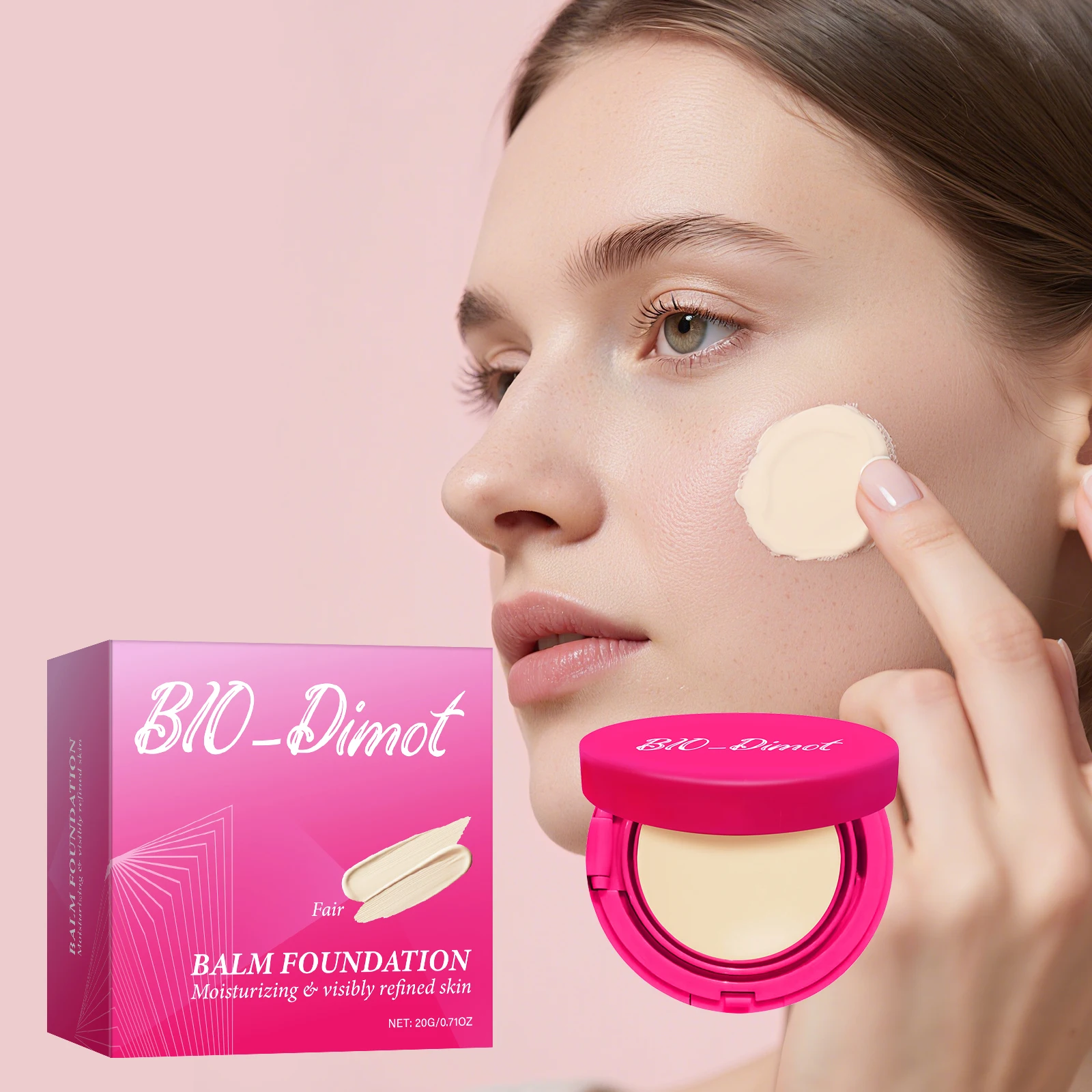 Base de bálsamo 20g, Control de aceite blanco marfil, acabado de maquillaje mate de larga duración, incluso el tono de la piel, aclara el color de la piel, Fair Sahde