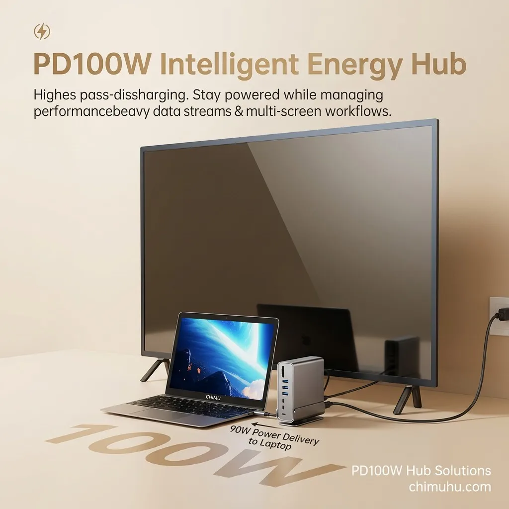 【CHIMU HOME】15-in-1 Pro Productivity Hub USB-C 3.2 10Gbps PD100W Dual 4K Video Output Gigabit Ethernet for Laptop