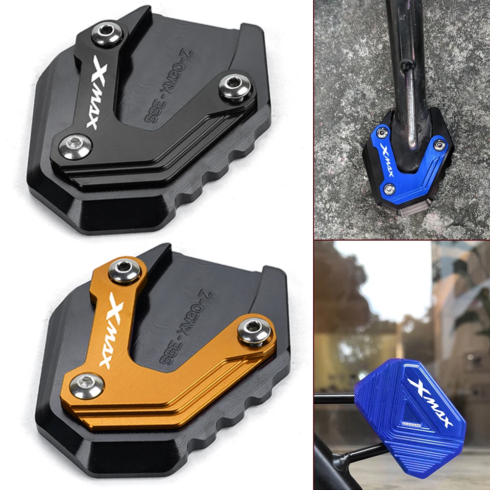 

Для YAMAHA XMAX300 XMAX 125 250 300 400 2017-2024 2025 2026 мотоциклетная увеличенная пластина, боковая подставка для ног, подставка для ног, колпачки клапанов шин