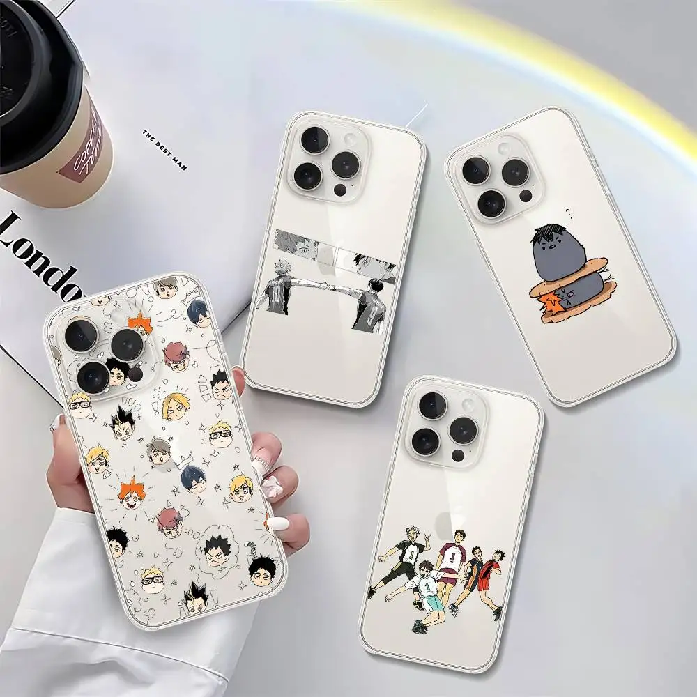 Amine H-Haikyuu-s جراب هاتف آيفون 17 16 15 11 13 14 برو ماكس 7 8 زائد X Xr Xs ماكس Se2020 12 غطاء شفاف صغير