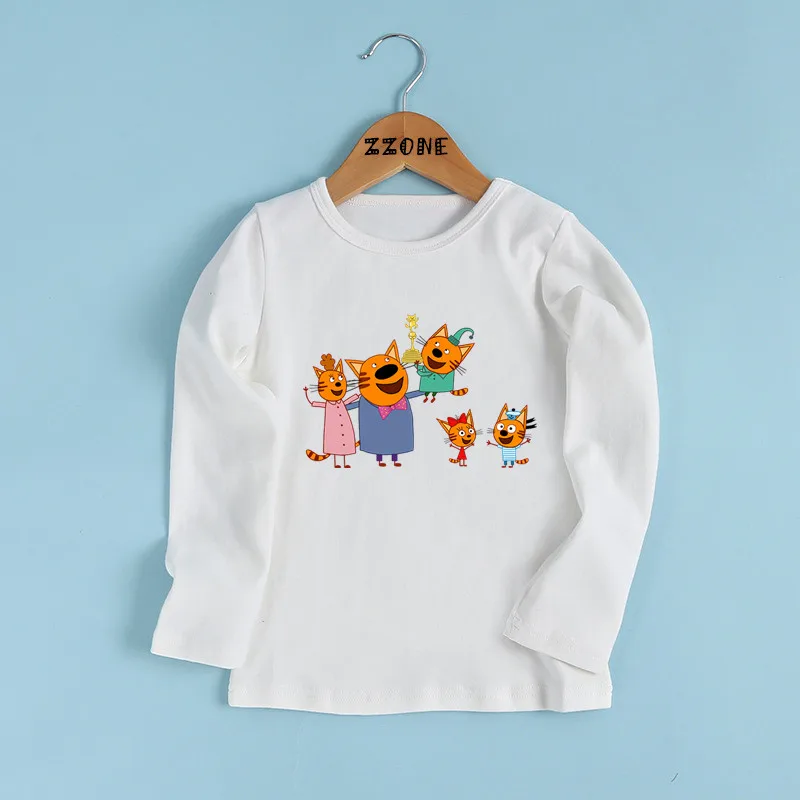 

Kid-e-cats Three Kitten Russian Cartoon Cute Kids T shirt Children Kawaii Clothes Baby Boys Girls Long Sleeve T-shirt,LKP5411