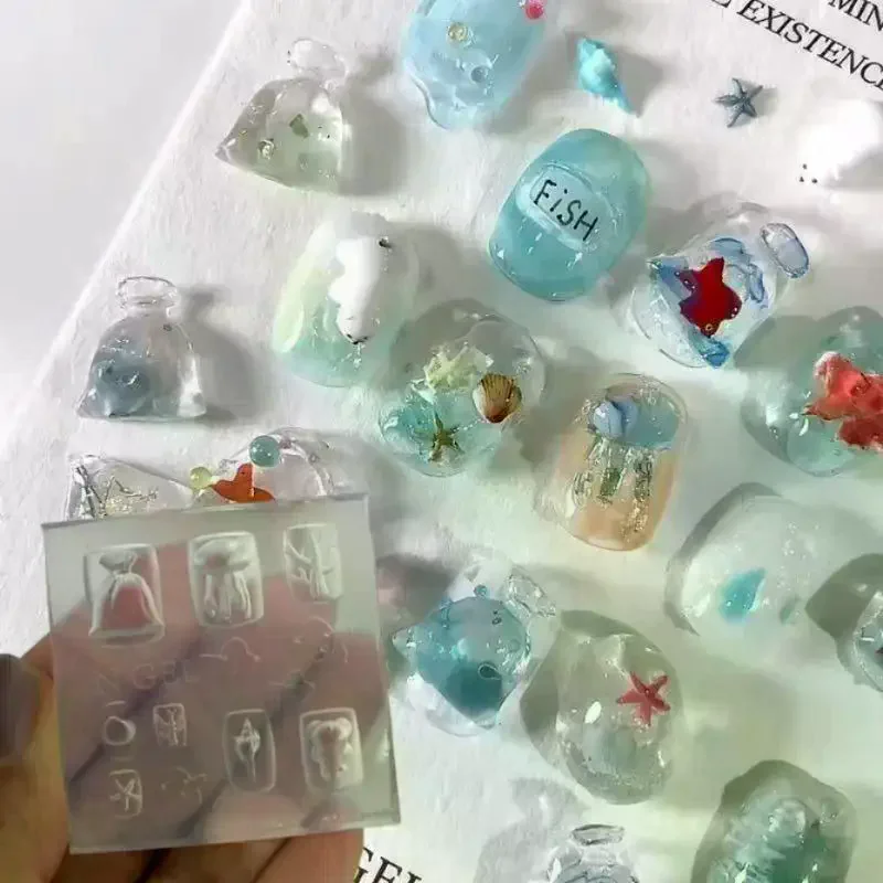 3D Seestern Shell Schmetterling Blume Silikon Nagel Form DIY Nail art Dekoration Transparent Nagel Vorlage Maniküre Design Werkzeuge