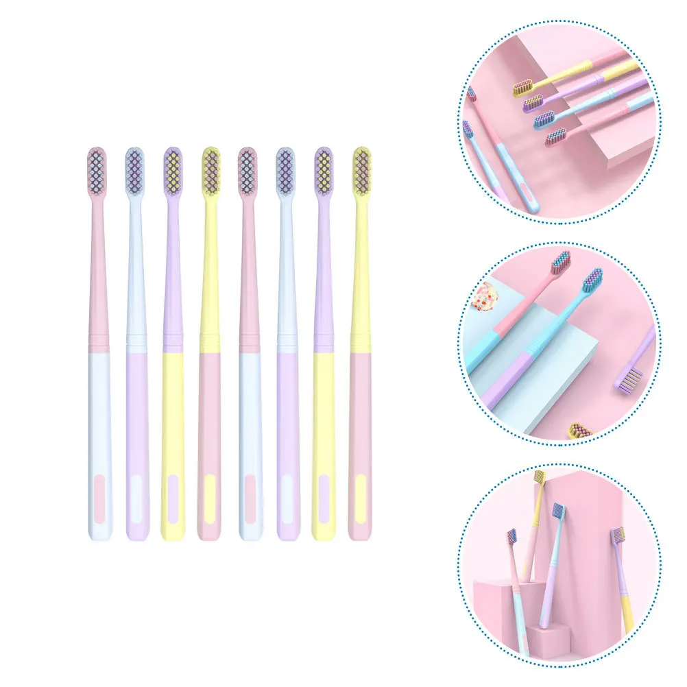 8Pcs Soft Bristle Toothbrush Professional Design for Adults Smooth Cleaning Comfort Protection Space Saving Portable