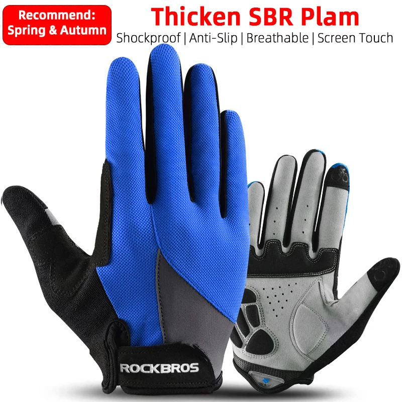 ROCKBROS Bike Handschuhe Frühling Herbst Atmungs Volle Finger Fahrrad Handschuhe Fäustlinge Bildschirm Touch Außen MTB Road Radfahren Handschuhe