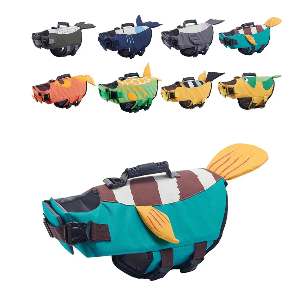 

Dog Life Jacket for Swimming Boating Flotation Vests High Buoyancy Shark Pet Swim Safety Vest for Small Large Dogs Swim