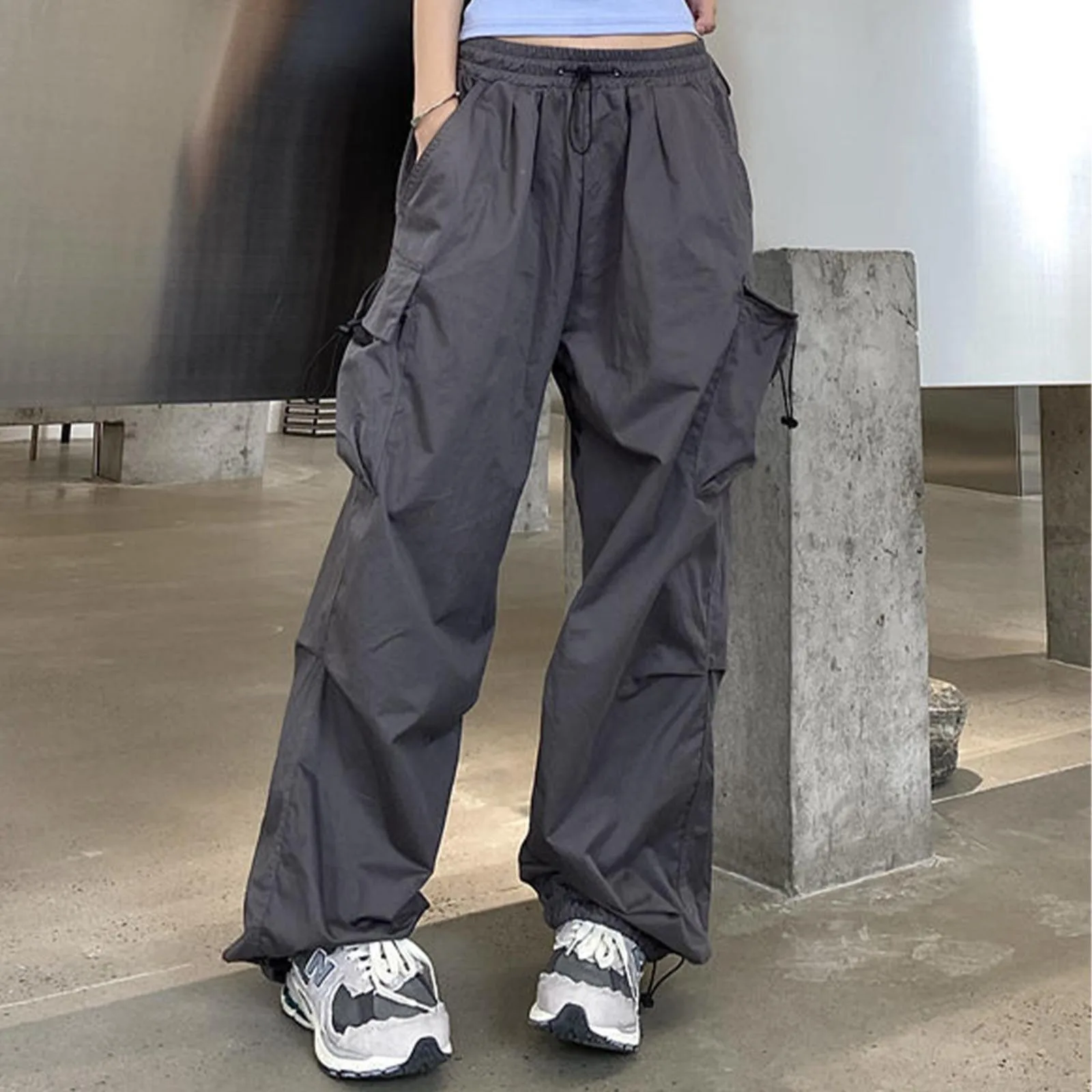 

Vintage Women Casual Baggy Cargo Pants High Waist Wide Pant Long Trousers Fashion Streetwear Bottoms Female Clothing Pantalones