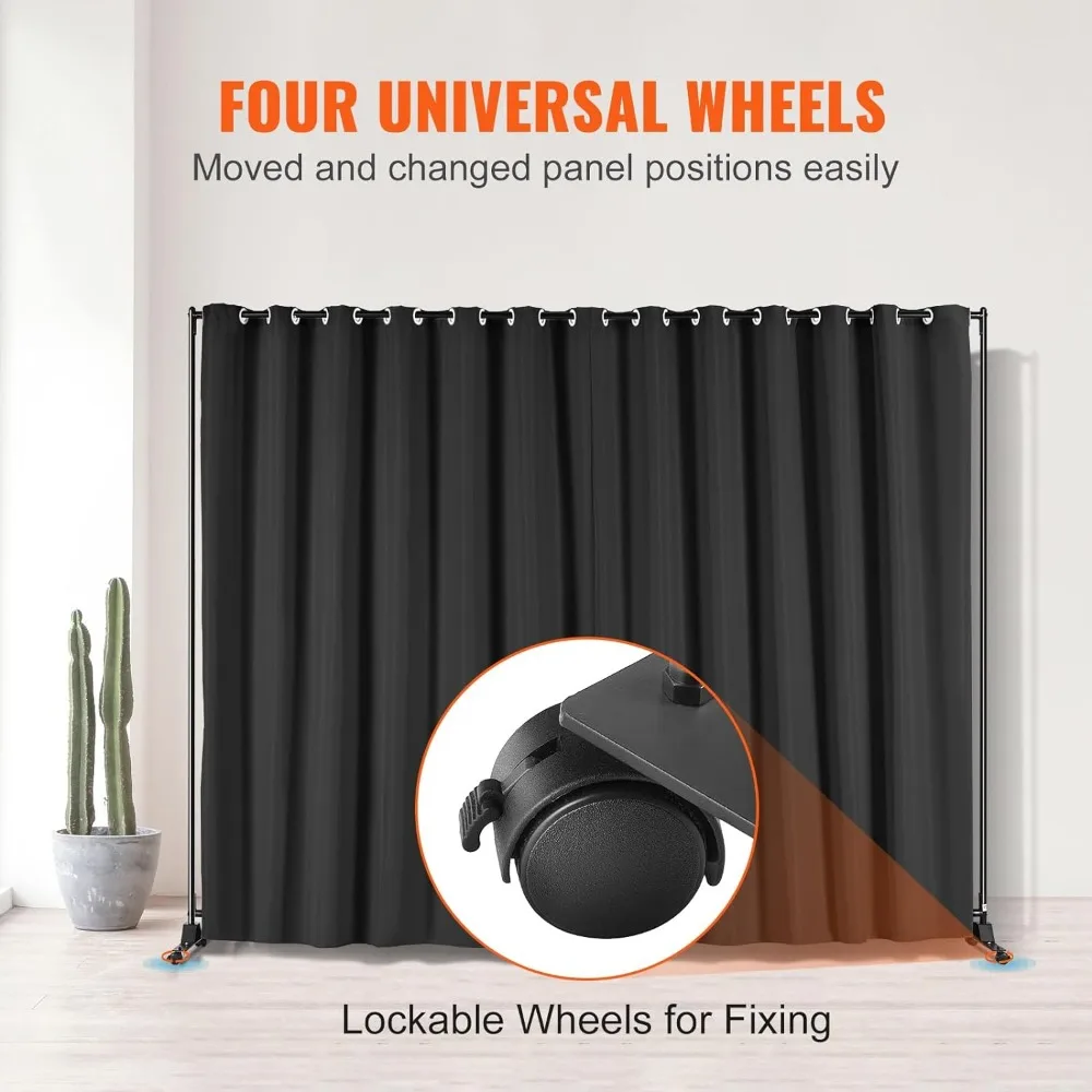 Room Divider, 8 ft x 10 ft Portable Panel Room Divider with Wheels Curtain Divider Stand, Room Divider Privacy Screen